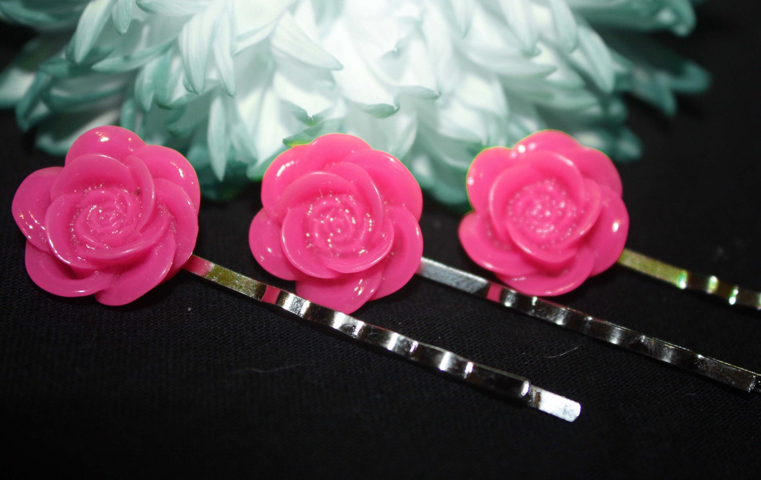 Pink Resin Flower Bobby Pin