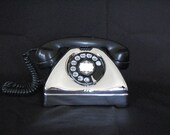 Antique  Art Deco Telephone  Chrome And Black