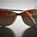Vintage Polaroid Blue, Deep Red and Black Frame Sunglasses, Tortoise Frame, Polarizing Lenses 8750B. Made in Italy
