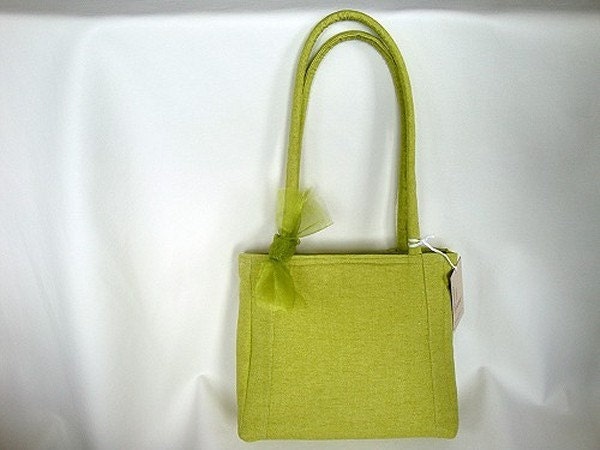 Handbag, bag, tote bag, pouch, case, linen, fabric, cotton, green, light green, lime green