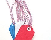 15 Patriotic Nautical Rope Edge Tags 15pc Set, Red, White Blue, Memorial Day, 4th of July Tags, Patriotic Wedding Escort Tags