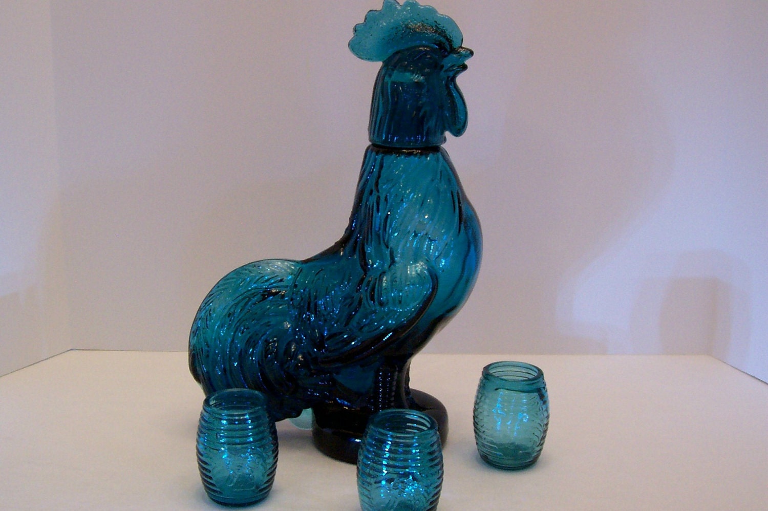 Vintage Taiwon glass, Bubble Glass, Rooster Decanter