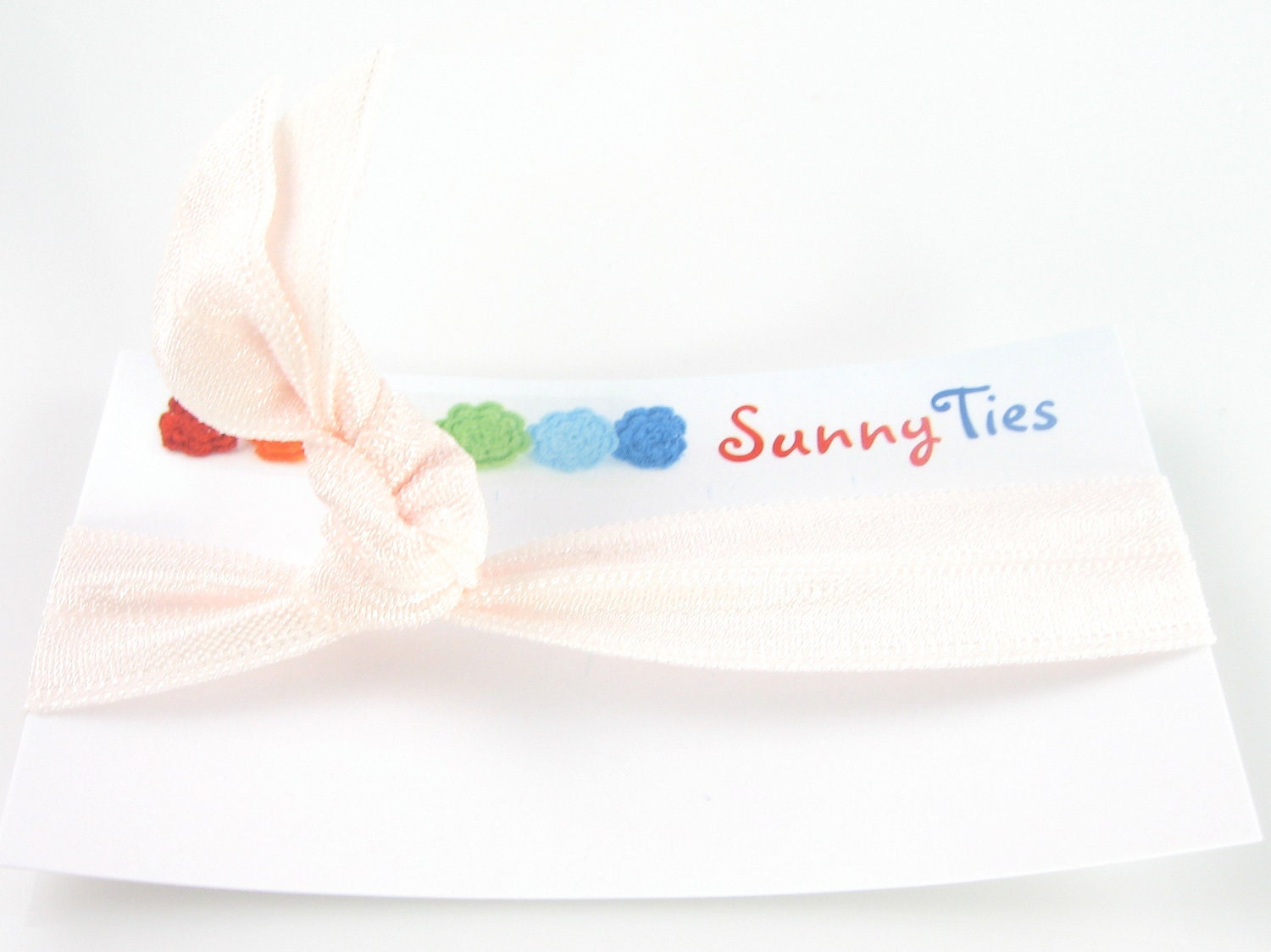 Elastic Hair Tie in Ice Pink - Knotted No Crease Pony Tail Holder - Bracelet Trendy Accessory