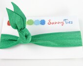 Elastic Hair Tie in Bright Kelly Green - Knotted No Crease Pony Tail Holder - Bracelet Trendy Accessory