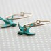 Patina swallows birds on gold filled hoops