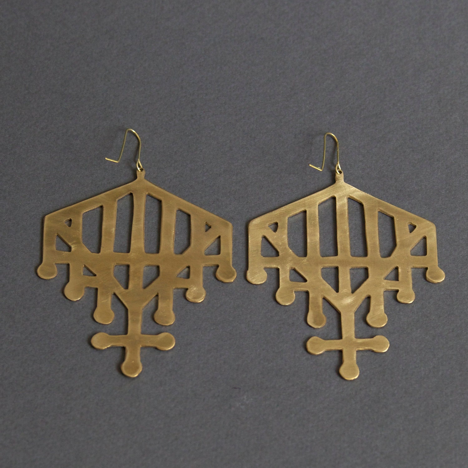 RESERVED FOR silvana bonfante g. - Cutout Gate Earring (Brass)