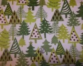 1 Yard Robert Kaufman Holiday Minky Fabric -- Christmas Trees in Green
