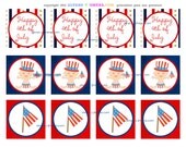 4th July Cupcake Toppers of Party Circles-Printable (Digital File)