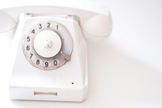 Vintage Rotary phone - White - Vintage Home Decor - made in Soviet Union