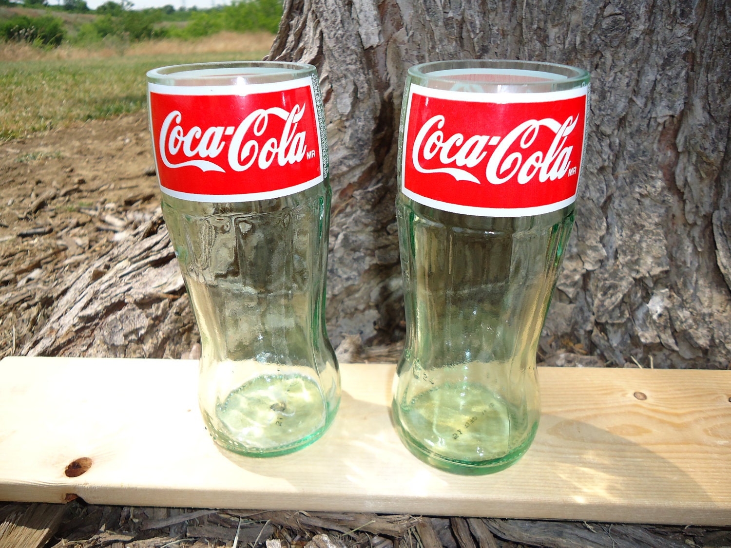 Coca Cola Coke Drinking Glasses made from Upcycled Coca Cola Glass Bottles 8oz Set of 4