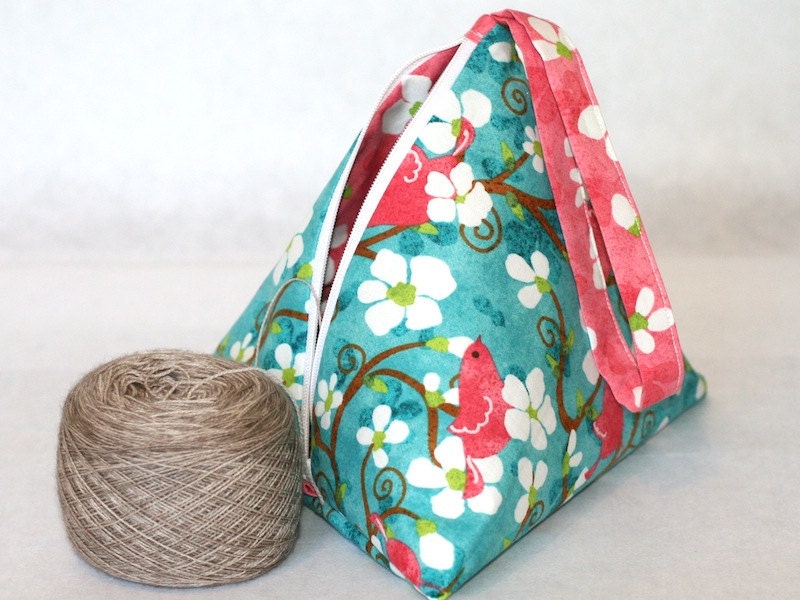Knitting Triangle Pyramid Project Bag - birdies