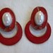Red Hot Chunky 1980's Retro Earrings w Faux Pearl Accent