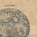 Full Moon "La Luna" Print Recovered Vintage Image to Frame
