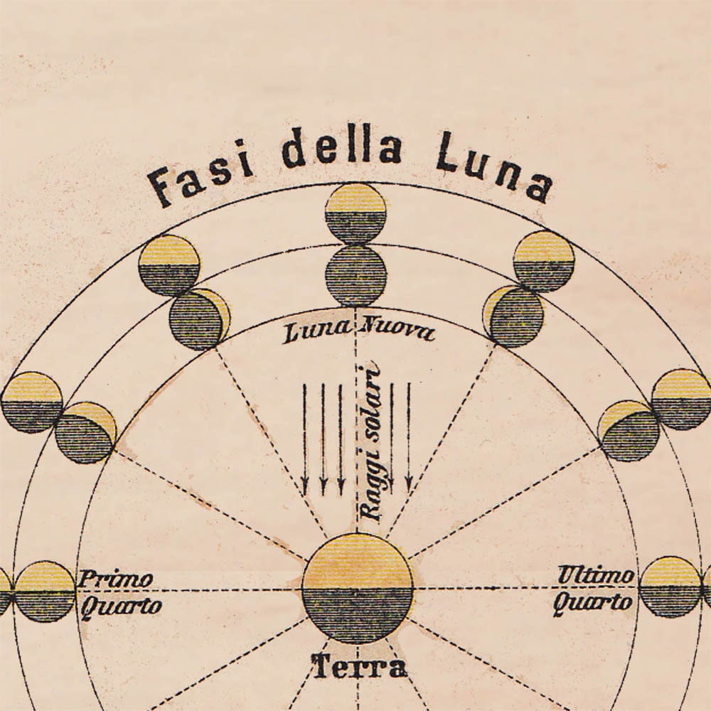 Moon Phases Astronomy Chart to Frame Planet Earth