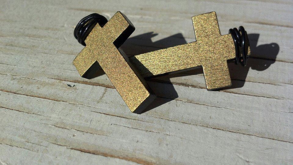 Gold and Black Cross Earrings