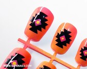 Pattern Pack: Neon Aztec inspired tribal 24 Nails