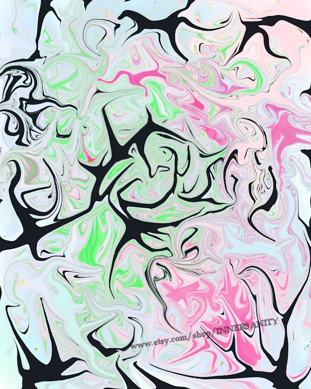 Psychadelic Candy, Art, Candy, Lime, Green, Pink, Black, Baby Blue, Digital Art, Abstract Painting, 8x10 Fine Art Print