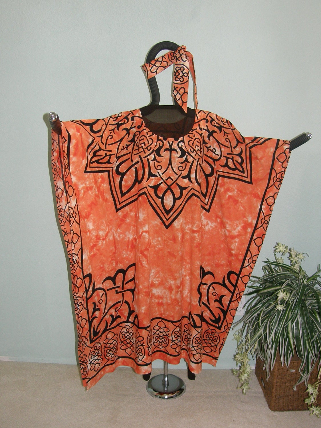 RESERVED FOR JOANNE - Plus Size Caftan - Orange Celtic Camel Cloth Cotton