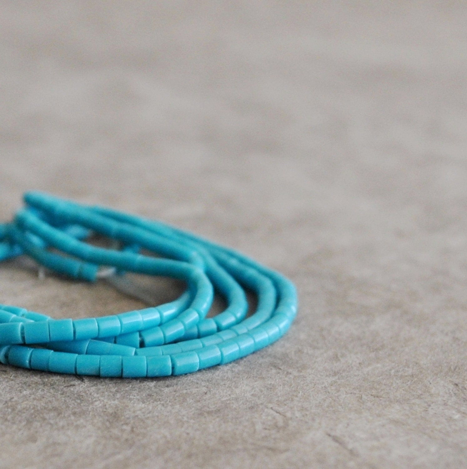 turquoise block heishi tube beads 24" (1 strand)
