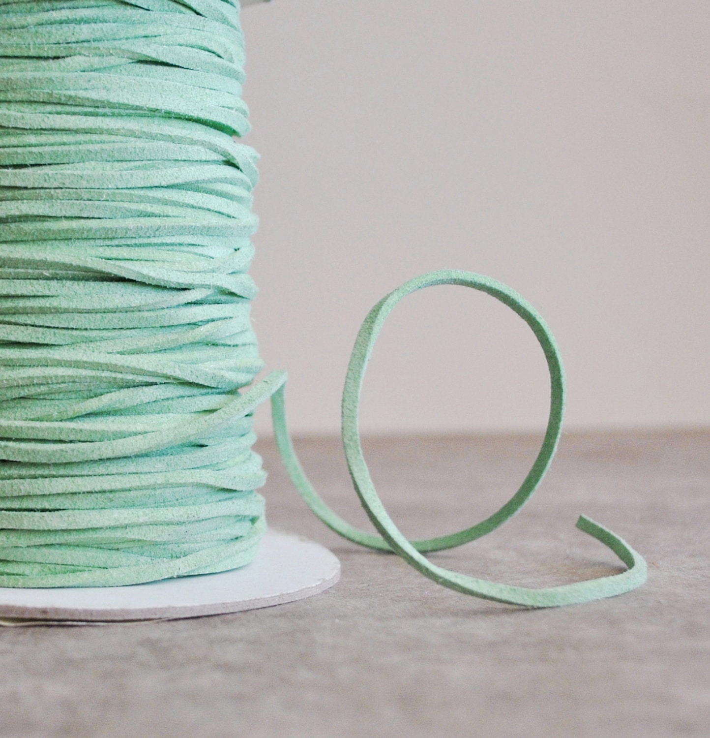 soft green faux suede 3mm x 1mm cord (10 yards)