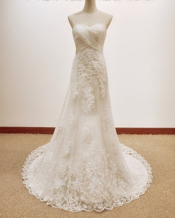 Vintage A LINE Lace Wedding Dress Bridal Gown wedding dresses