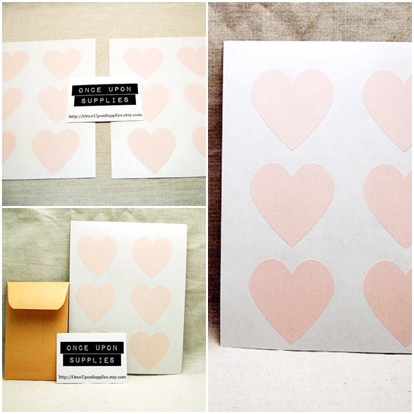 120 Pastel Pink Heart Stickers - 1.5" . Envelope Seals . Gift Wrap . Pink Stickers . Wedding Stickers Labels Invitation Seals