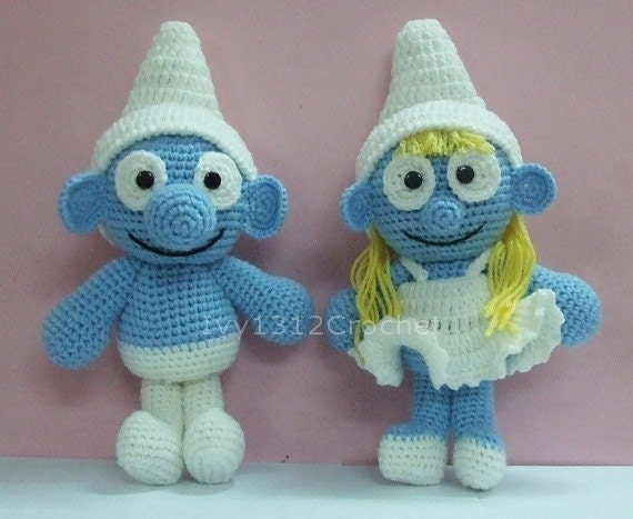 Smurf or Smurfette 9.8" - Handmade Amigurumi Les Schtroumpfs crochet doll birthday gift Valentine gift (Price for each item)