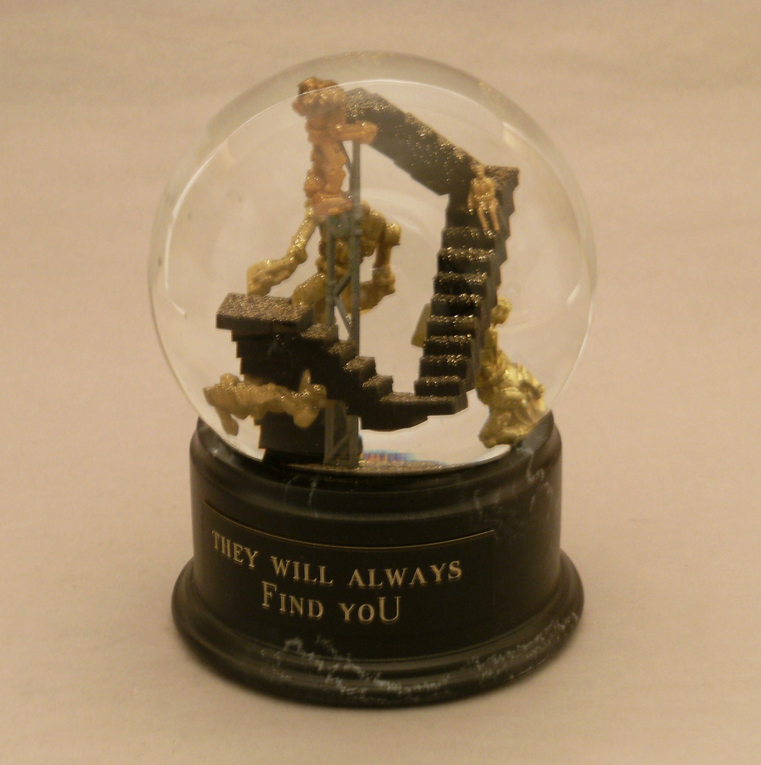 They Will Always Find You -- custom snow globe / waterglobe OOAK