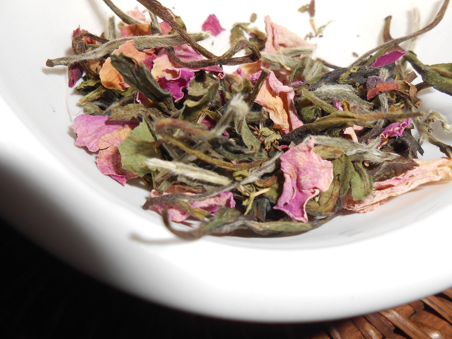 Organic SWEET BLUSH Loose Tea Blend - White Peony, Pink Rose Petals, Stevia Leaf -Light and Refreshing- One OUNCE-15-20 Cups