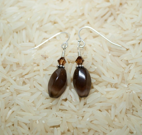 Brown Beaded Earrings