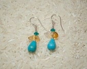 Turquoise and Citrine Beaded Earrings