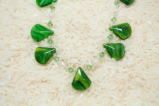 Green triangle Beaded Necklace