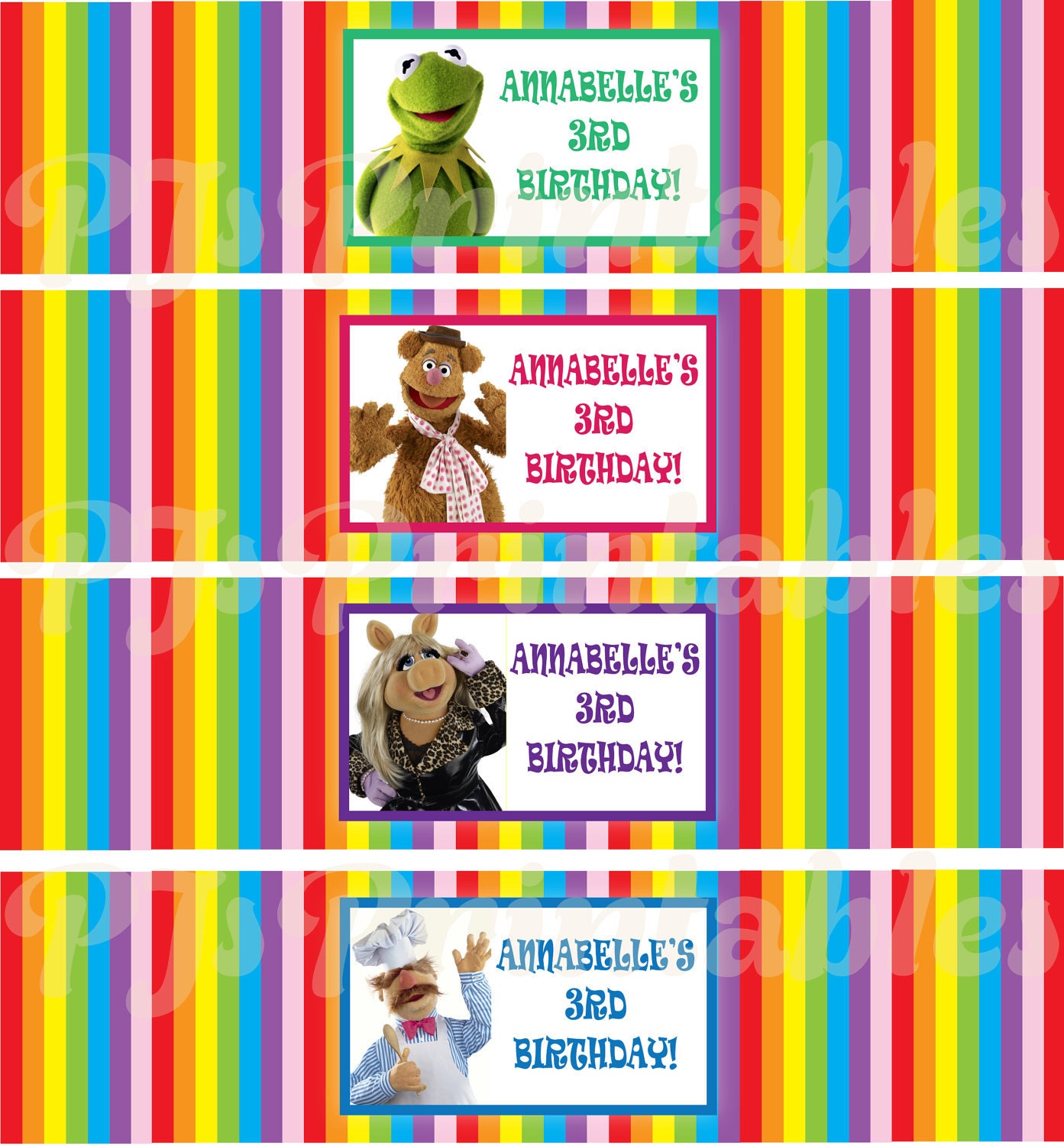 The Muppets Water Bottle Labels - Customized Digital File Il_570xn