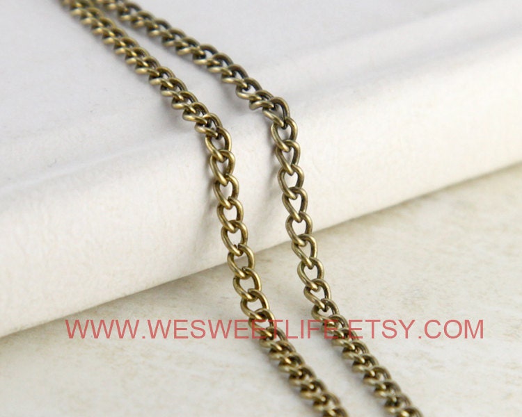 16ft (5m) 4x3mm Antique Brass Vintage Style Oval Twisted Chains Links CHB002