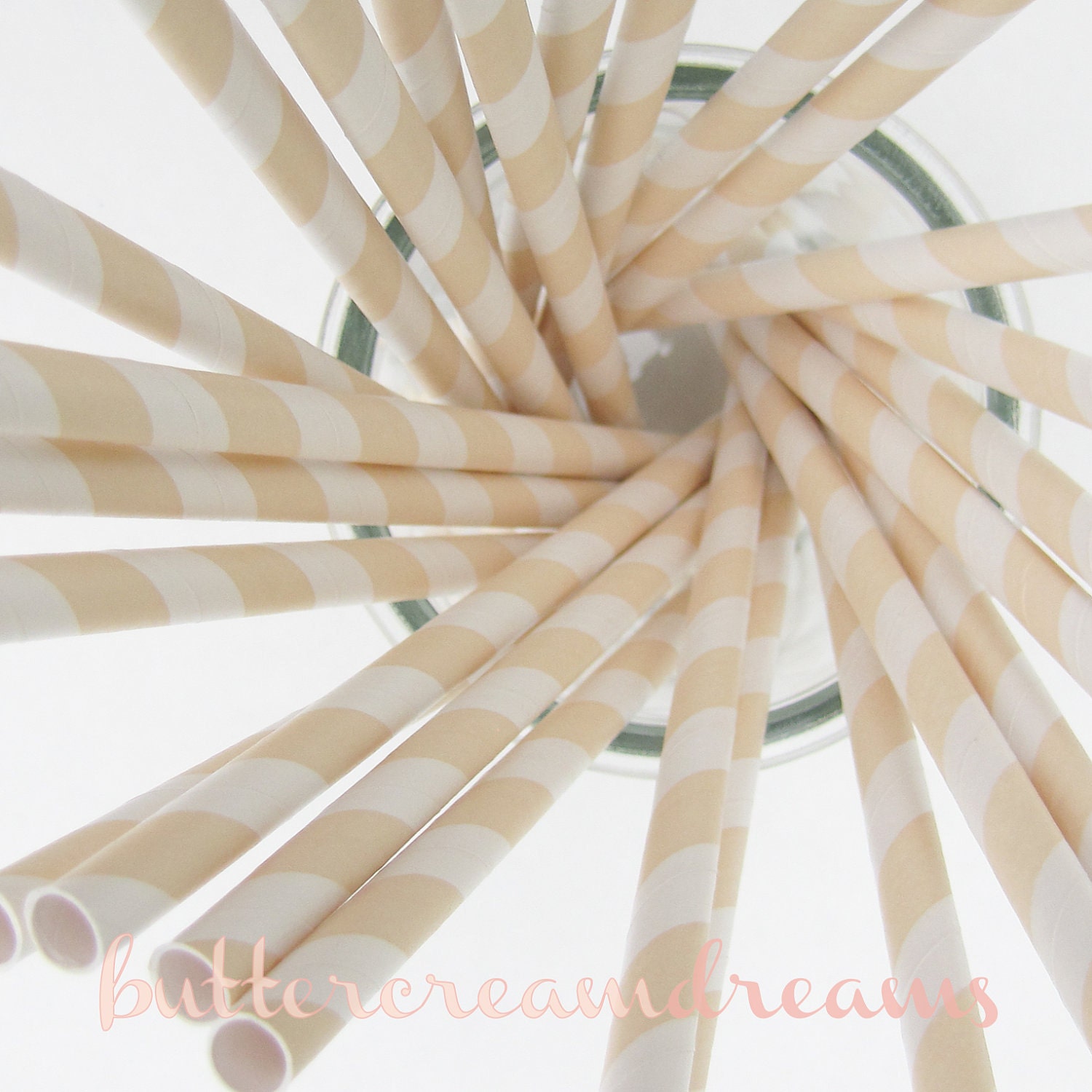 Striped Paper Drinking Straws (25) - IVORY / CREAM / VANILLA - Includes Free Printable Straw Flags Il_570xn