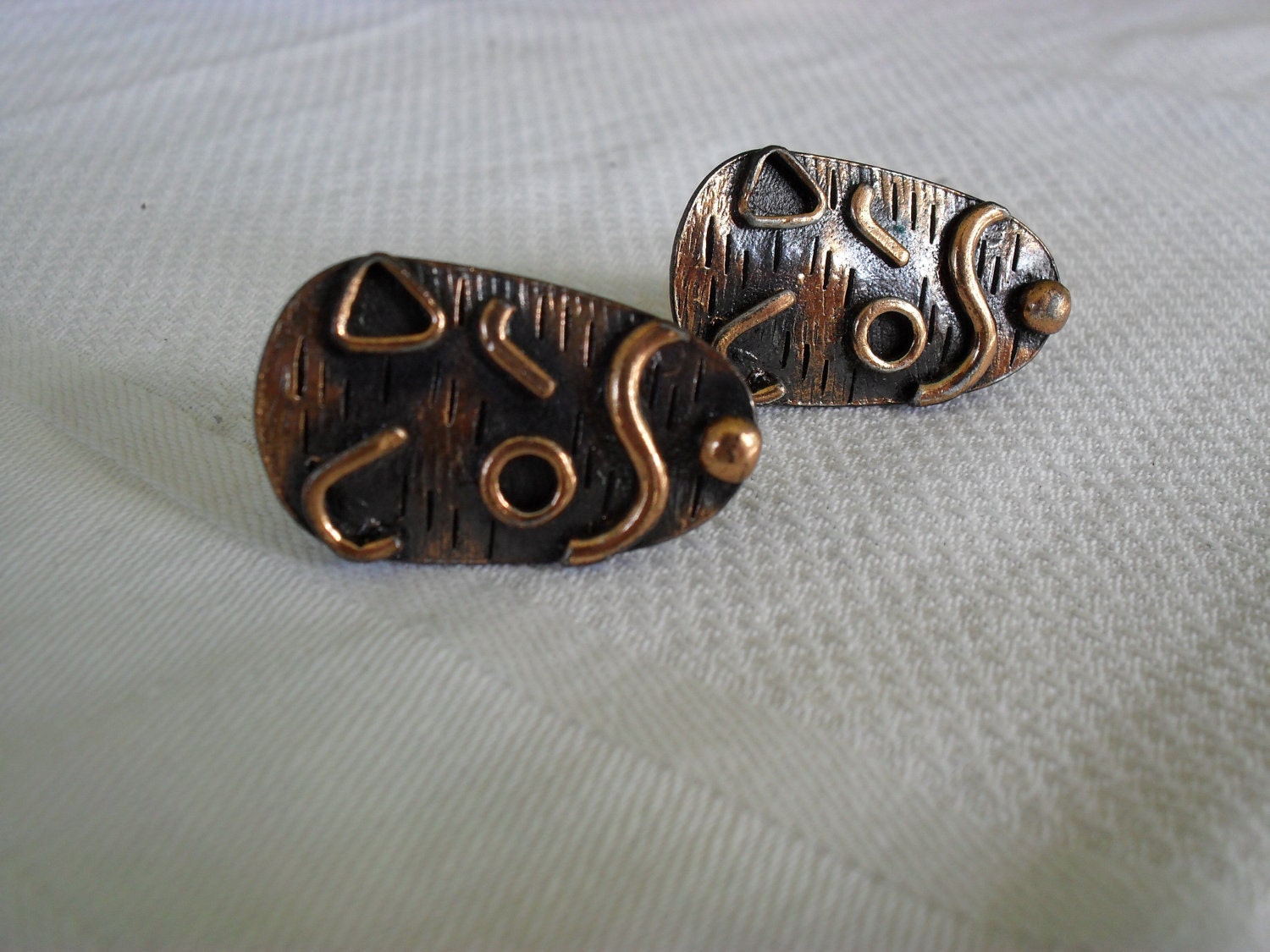 copper cufflinks, vintage cuff links, french cuff mens