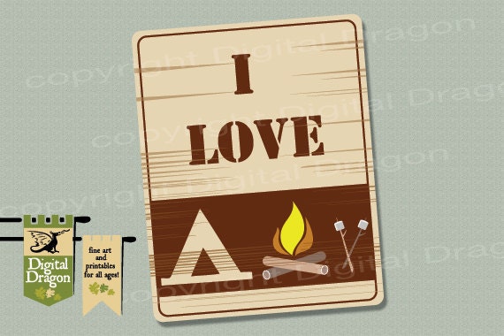 I Love Camping Home Decor Print