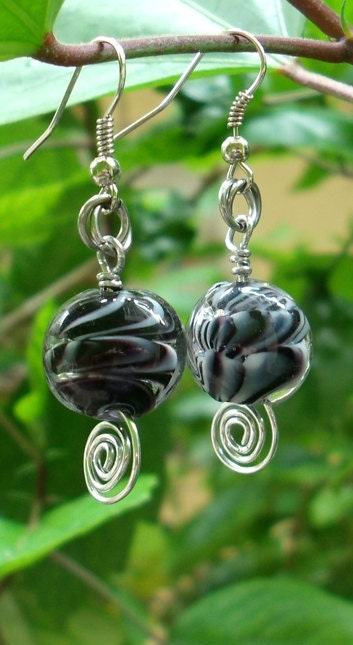 Black Glass Earrings