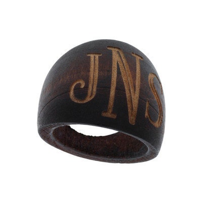 Black or Brown Wooden Engraved/ Monogram Ring