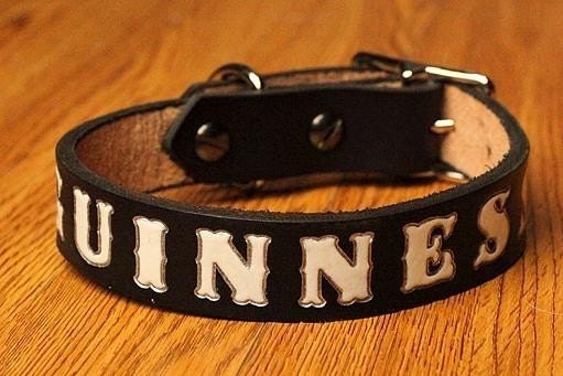 Custom Leather Personalized Name Medium DOG COLLAR 12 to 20 Inches Long