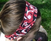 Reversible Red, Black and White Patterned Headband