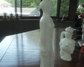 Vintage Greecian  Statue Milk Glass Lady Figure Avon Skin So Soft Figural Glass  Collectible Bottle