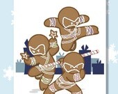 Ninjabread Men, set of twelve Holiday Monster greeting cards