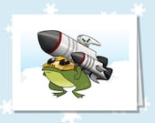 Missile Toad, set of twelve Holiday Monster greeting cards
