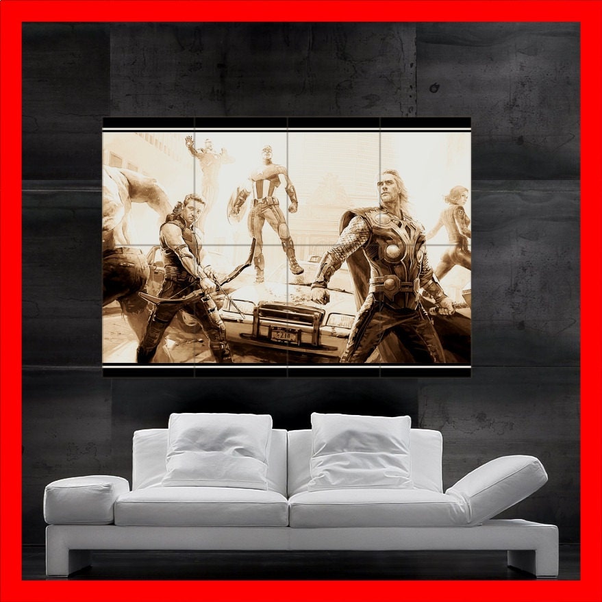 THE AVENGERS Scene wall art poster print Iron Man Thor New Captain America HULK Black Widow Hawkeye Comics