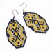 Grey and yellow seed bead earrings - Native American style, summer jewelry, peyote earrings