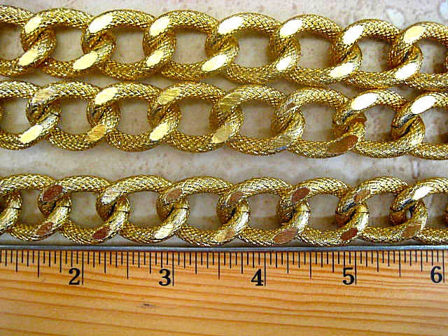 HUGE Gold Chunky Knurled Curb Chain by the Foot....12"