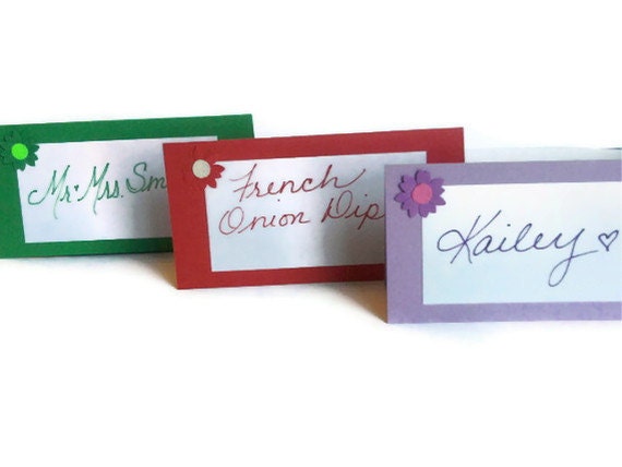 Flower Placecards Wedding, Shower, Birthday Your Choice of Color Set of 10