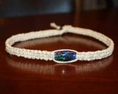 Simple Glass Bead Square Knot Hemp Choker Necklace - Blue Black Green Orange - Men Women Teen Boy Girl Kid Child