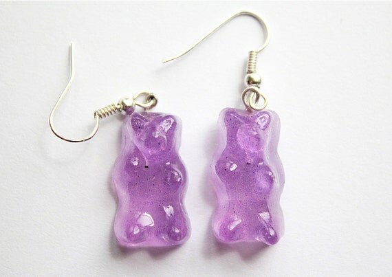 Purple Grape Gummy Bear Earrings - CrypticTreasure